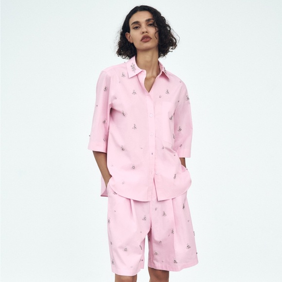 🦋 BLOGGERS FAVORITE 🦋 ZARA JEWELED BERMUDA SHORTS SIZE M - Picture 6 of 15